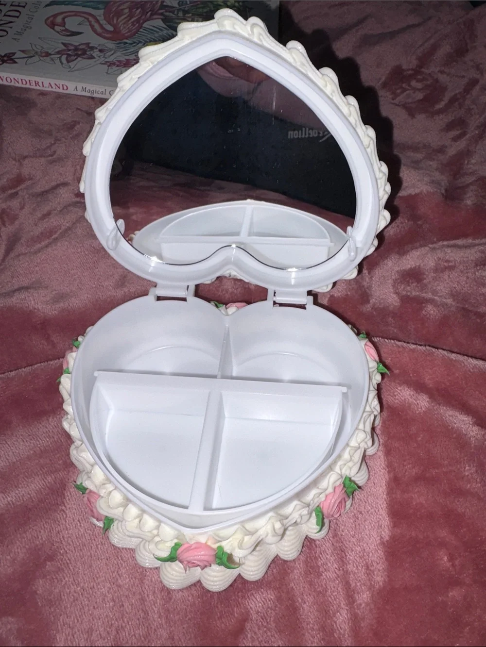 Heart-Shaped White and Pink Decorative Cake - Party Supply